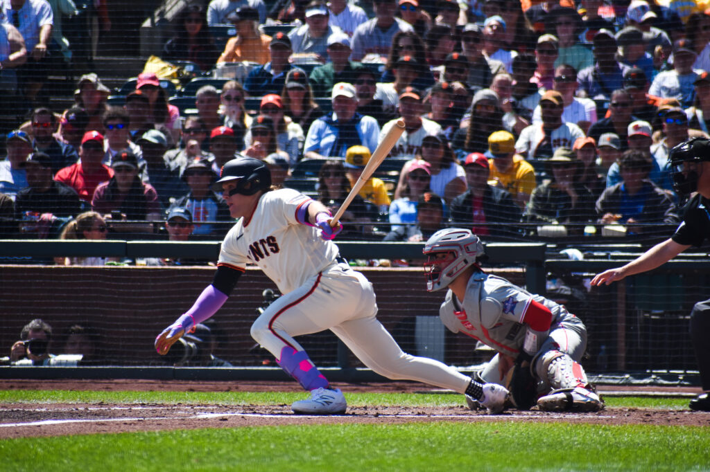Harrison Bader makes contact against Aaron Nola