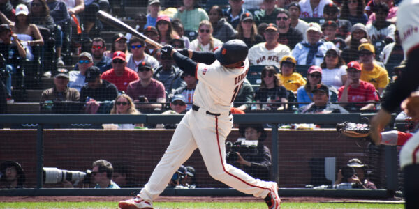 Rafael Devers big swing, Giants vs Phillies, Oracle Park April 2026
