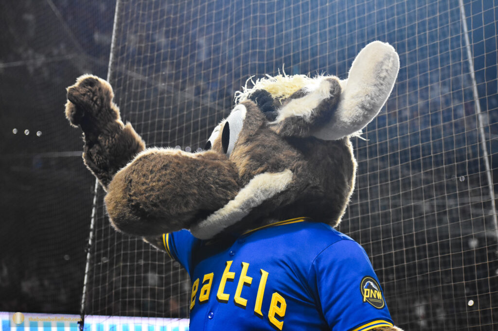 Mortimer, Mariner's mascot hyping up the crowd, Giants - Mariners, T-Mobile Park 2024