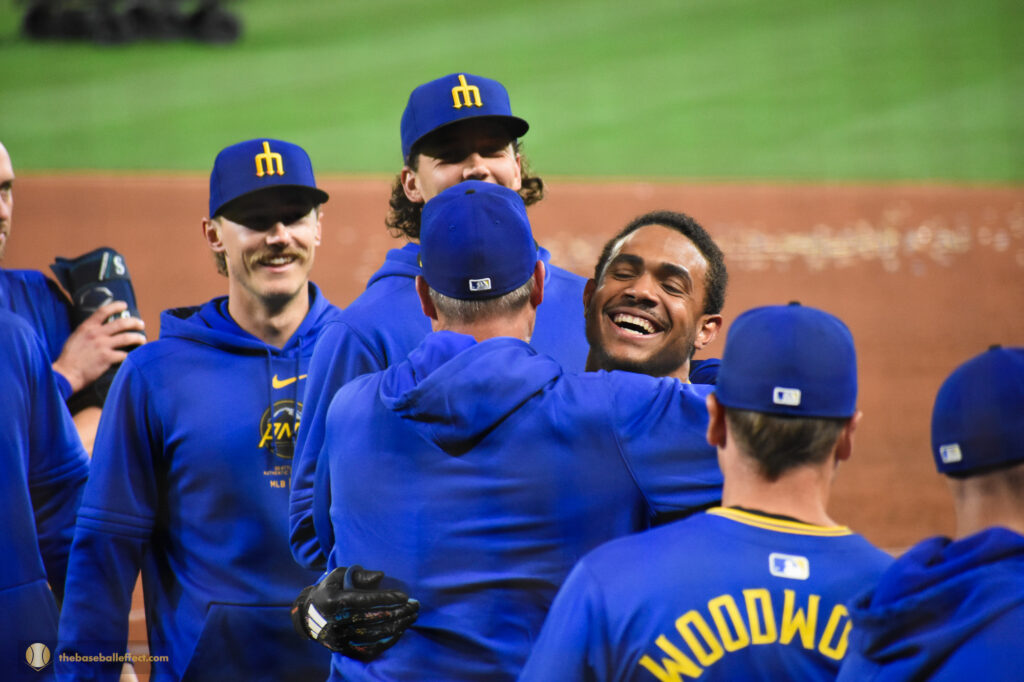 Hugs all around after a Mariners walk-off, Giants - Mariners, T-Mobile Park 2024