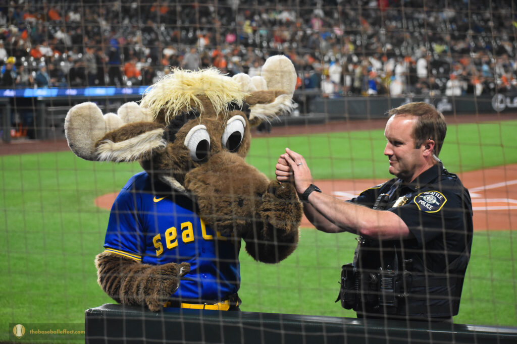 Mariners Mascot and Seattle police officer