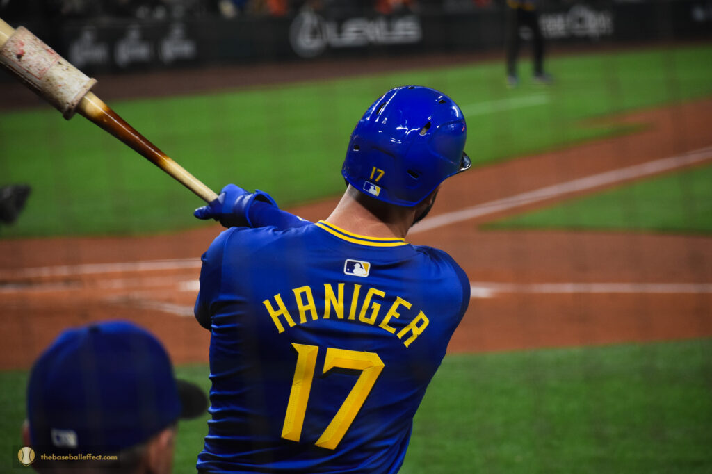 Mitch Haniger waits on-deck