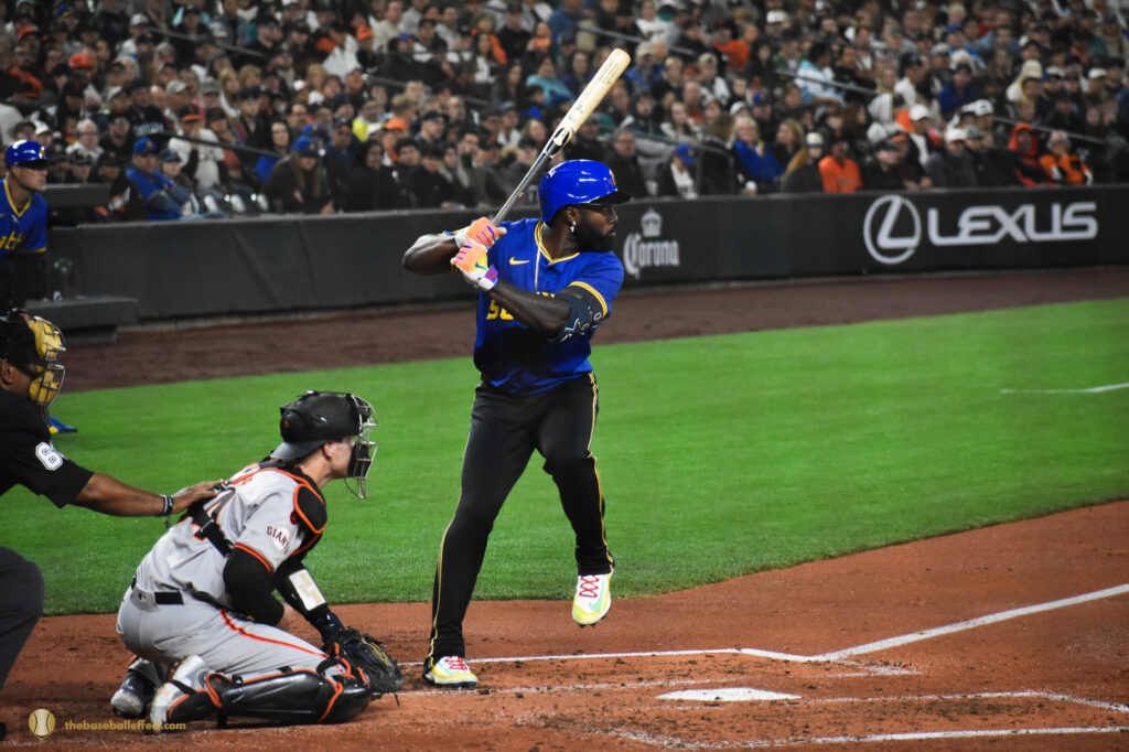 Randy Arozarena loads his swing, T-Mobile Park 2024