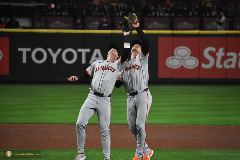 Tyler Fitzgerald and Matt Chapman fight over an infield popup, T-Mobile Park 2024