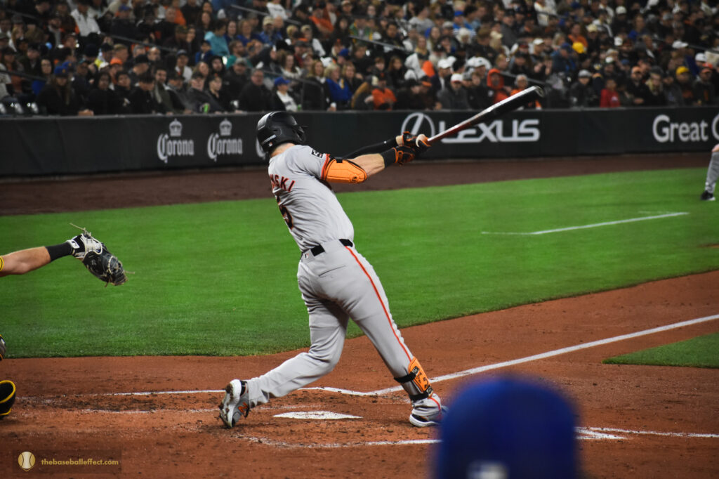 Mike Yastrzemski swings at a pitch, T-Mobile Park 2024