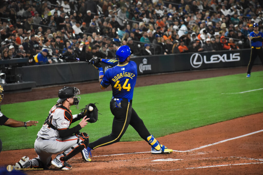 Julio Rodriguez's hard swing, T-Mobile Park 2024