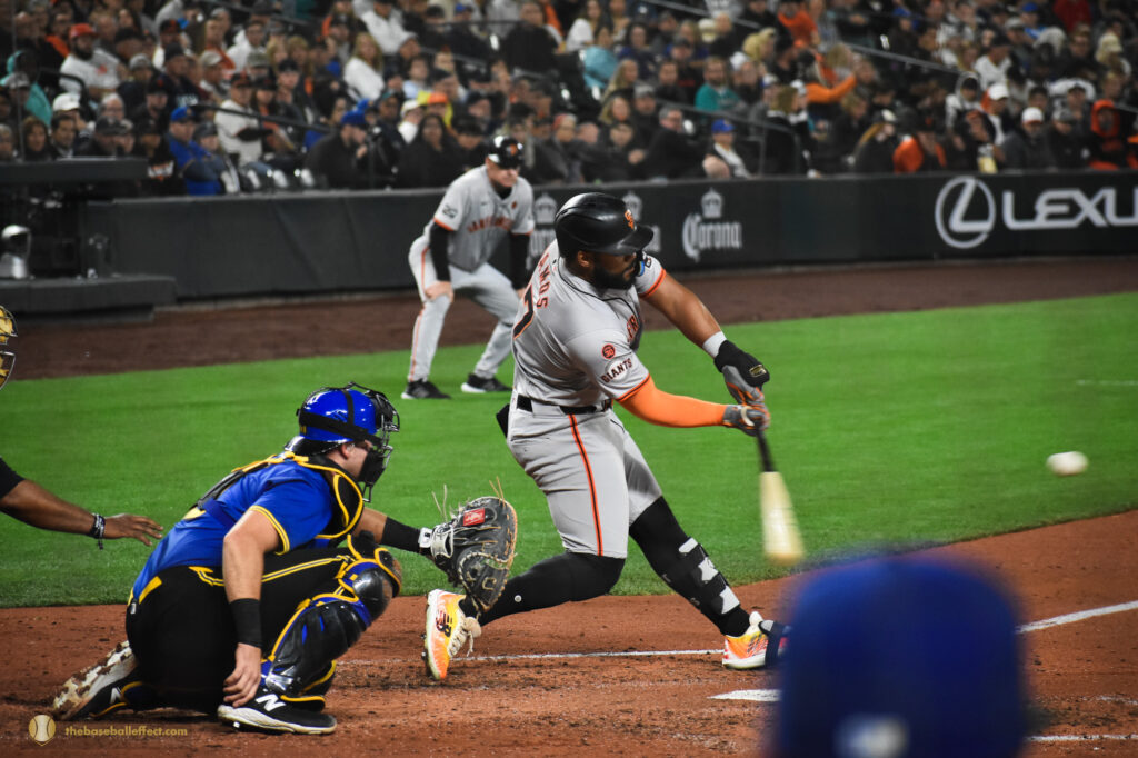 Heliot Ramos swings and hits a homerun to left field, T-Mobile Park 2024