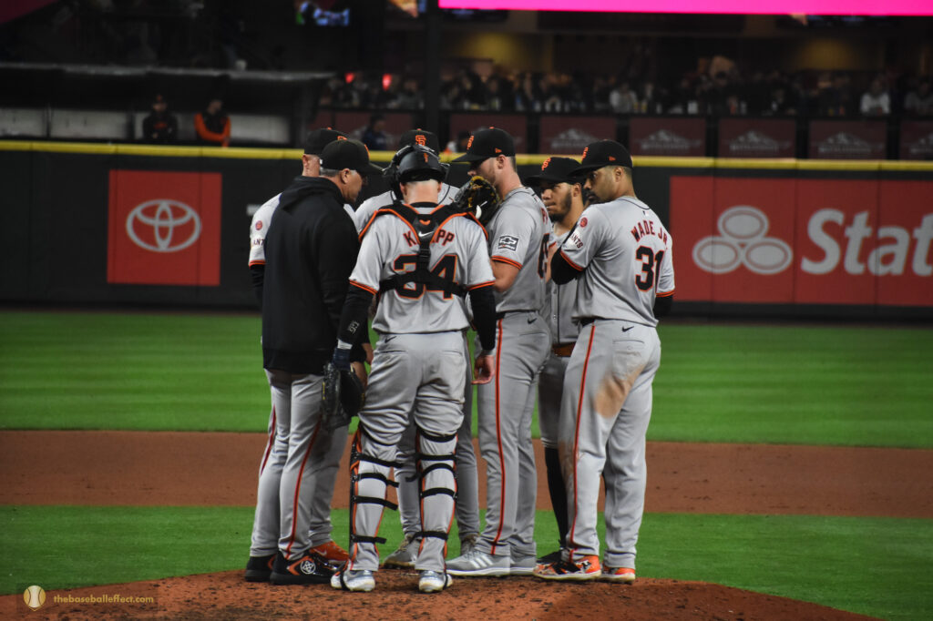Mound meeting for the Giants, T-Mobile Park 2024