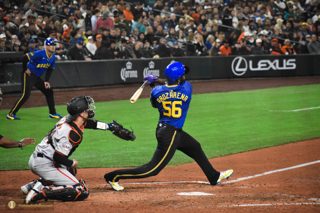 Randy Arozarena make good contact against Roupp, T-Mobile Park 2024